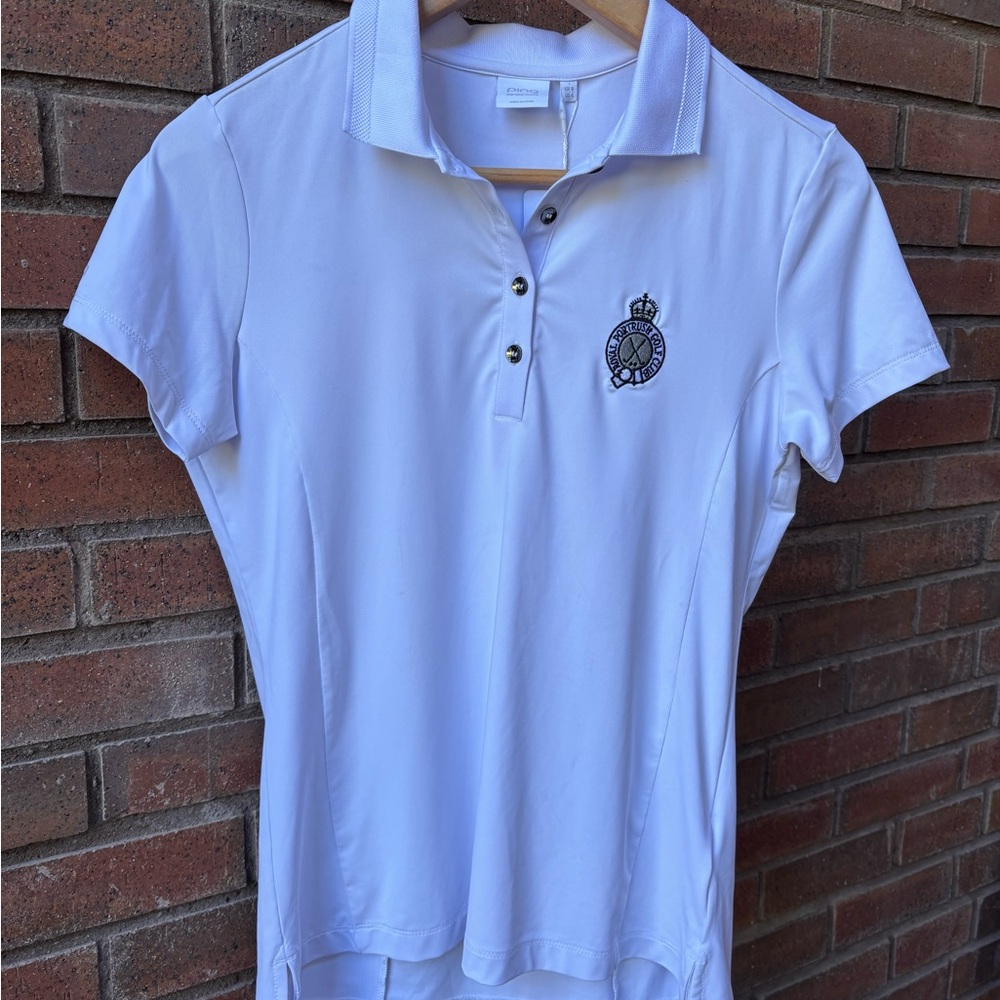 Ping White Fitted Button Down Shirt with Polo Collar